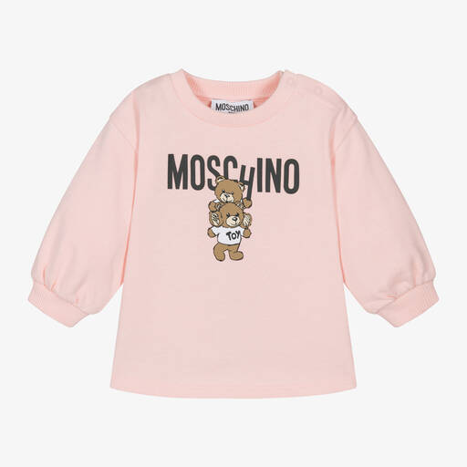 Moschino Baby-Girls Pink Teddy Bear Cotton Dress  | Childrensalon