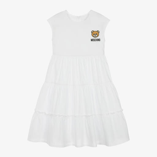 Moschino Kid-Teen-Girls White Cotton Midi Dress | Childrensalon