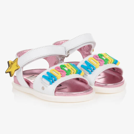 Moschino Kid-Teen-Girls White Star Buckle Sandals | Childrensalon
