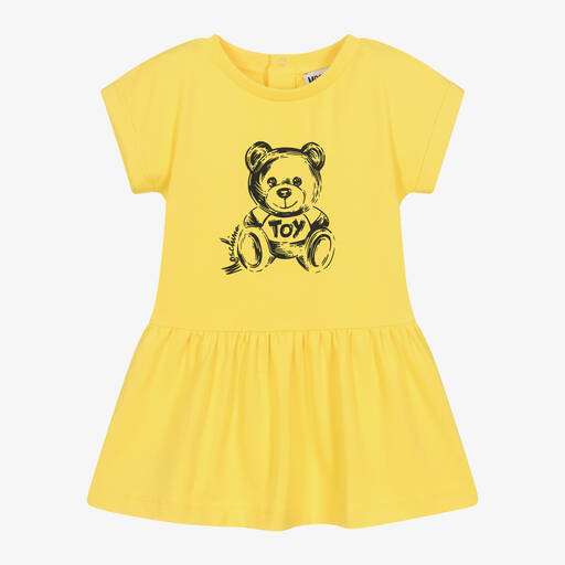 Moschino Baby-Girls Yellow Cotton Jersey Teddy Dress | Childrensalon