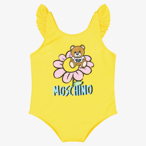 Moschino Baby-Girls Yellow Teddy Bear Swimsuit | Childrensalon