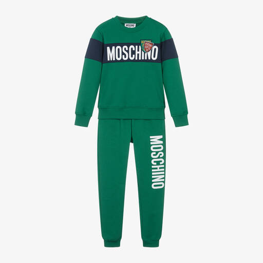 Moschino Kid-Teen-Green Cotton Varsity Tracksuit | Childrensalon