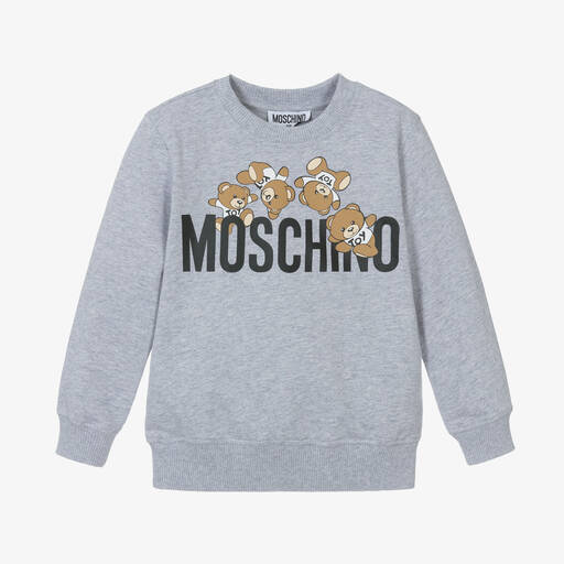 Moschino Kid-Teen-Grey Cotton Teddy Bear Sweatshirt | Childrensalon