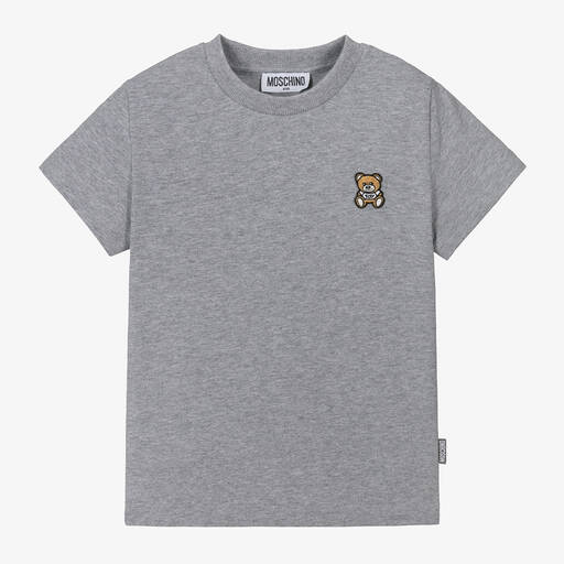 Moschino Kid-Teen-Grey Cotton Teddy Bear T-Shirt | Childrensalon