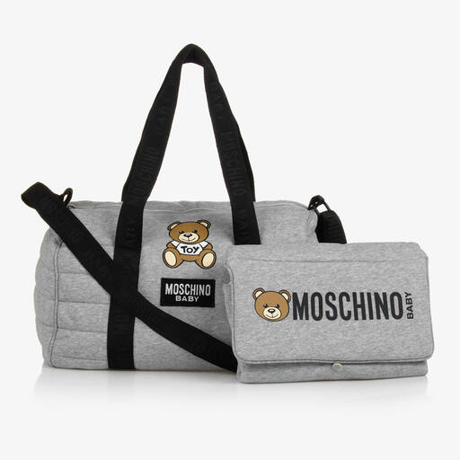 Moschino Baby-Grey Teddy Bear Changing Bag (39cm) | Childrensalon