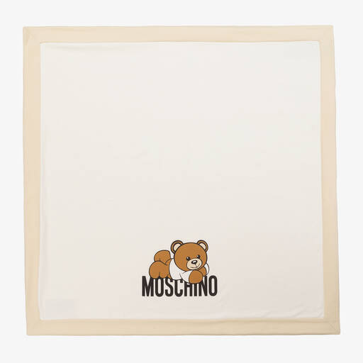 Moschino Baby-Ivory & Beige Cotton Teddy Blanket (76cm) | Childrensalon
