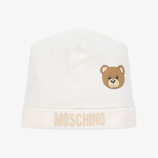 Moschino Baby-قبعة قطن جيرسي لون عاجي للأطفال | Childrensalon