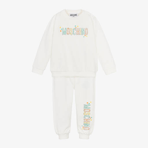 Moschino Baby-Ivory Cotton Gingham Logo Tracksuit | Childrensalon