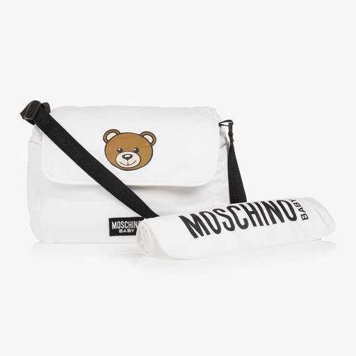 Moschino Baby-Ivory Cotton Teddy Bear Changing Bag (49cm) | Childrensalon