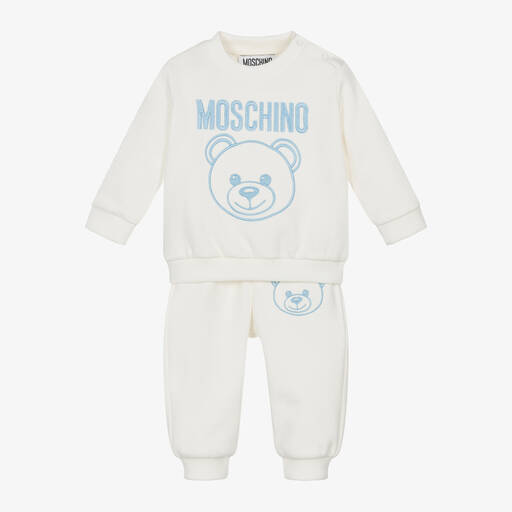Moschino Baby-Ivory Cotton Teddy Bear Logo Tracksuit | Childrensalon
