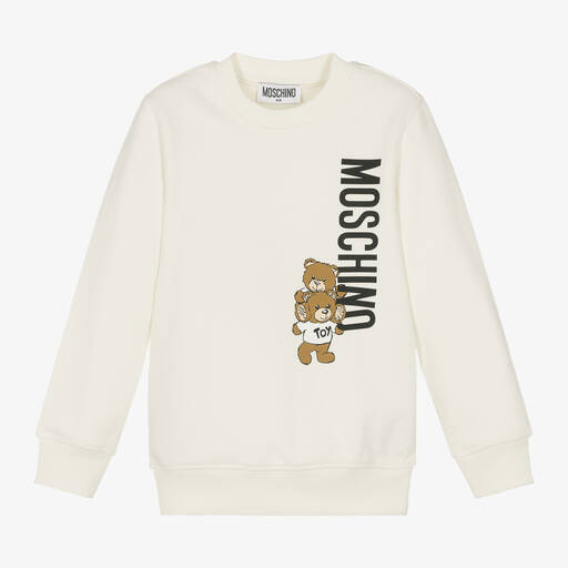 Moschino Kid-Teen-Ivory Cotton Teddy Bear Sweatshirt | Childrensalon