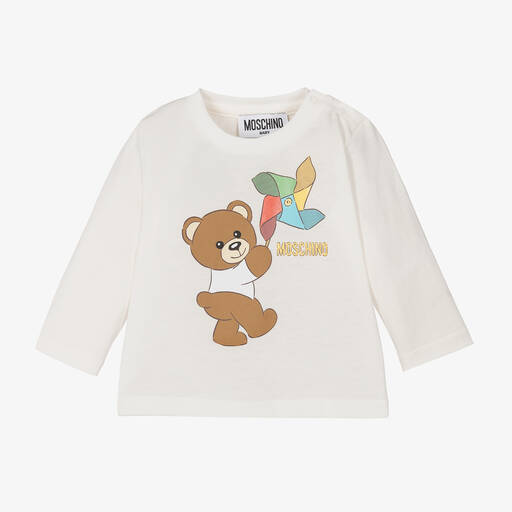 Moschino Baby-Ivory Cotton Teddy Bear Top | Childrensalon