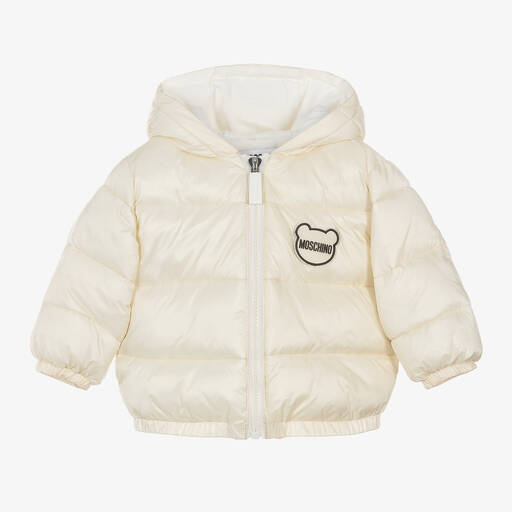 Moschino Baby-Ivory Hooded Puffer Jacket | Childrensalon