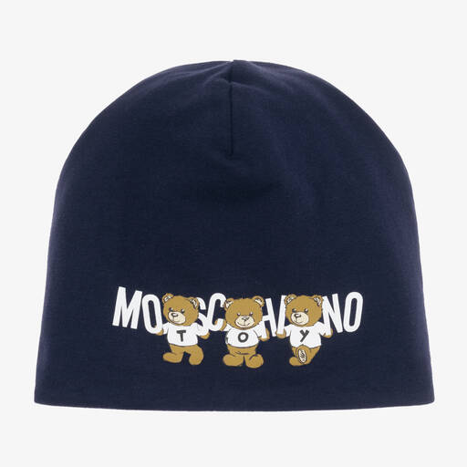 Moschino Kid-Teen-Navy Blue Cotton Beanie Hat | Childrensalon
