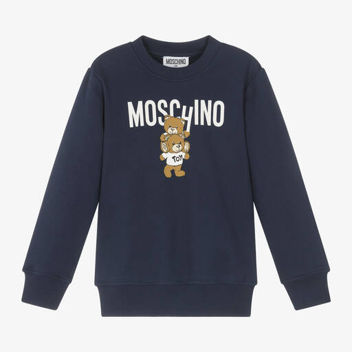 Moschino Kid-Teen-Navy Blue Cotton Teddy Bear Sweatshirt | Childrensalon