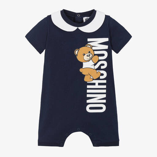 Moschino Baby-Navy Blue Teddy Bear Cotton Shortie | Childrensalon
