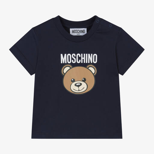 Moschino Baby-Navy Blue Teddy Bear Cotton T-Shirt | Childrensalon