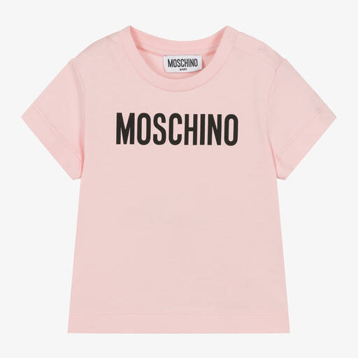 Moschino Baby-Pink Cotton Baby T-Shirt | Childrensalon