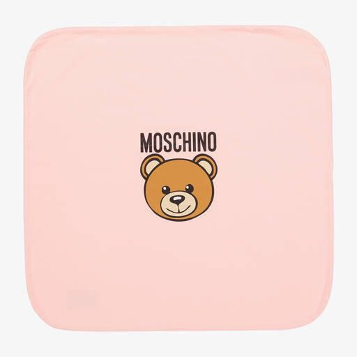 Moschino Baby-Pink Cotton Teddy Bear Blanket (70cm) | Childrensalon