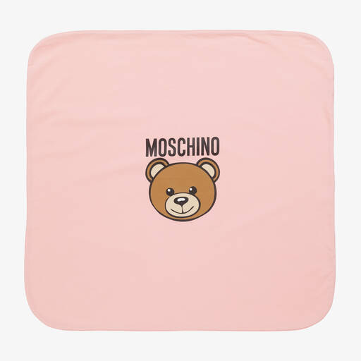 Moschino Baby-Pink Cotton Teddy Bear Blanket (72cm) | Childrensalon