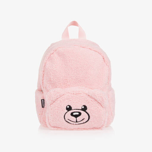 Moschino Baby-Pink Fleece Teddy Bear Backpack (25cm) | Childrensalon