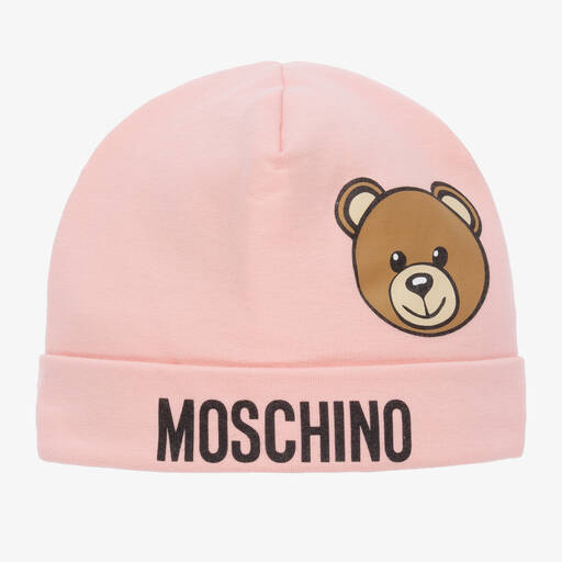 Moschino Baby-قبعة أطفال بناتي بشعار تيدى بير قطن لون زهري | Childrensalon
