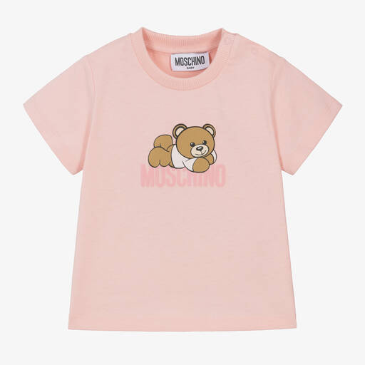 Moschino Baby-Pink Teddy Bear Organic Cotton T-Shirt | Childrensalon