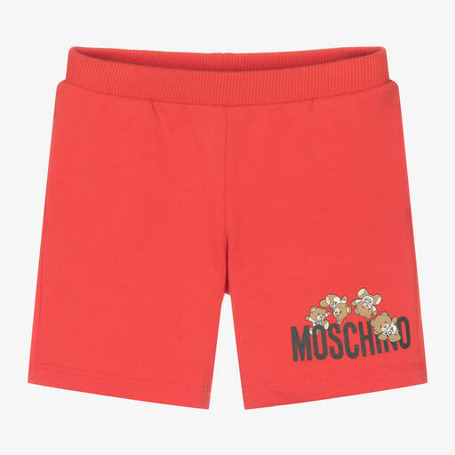 Moschino Baby-Red Cotton Teddy Bear Shorts | Childrensalon