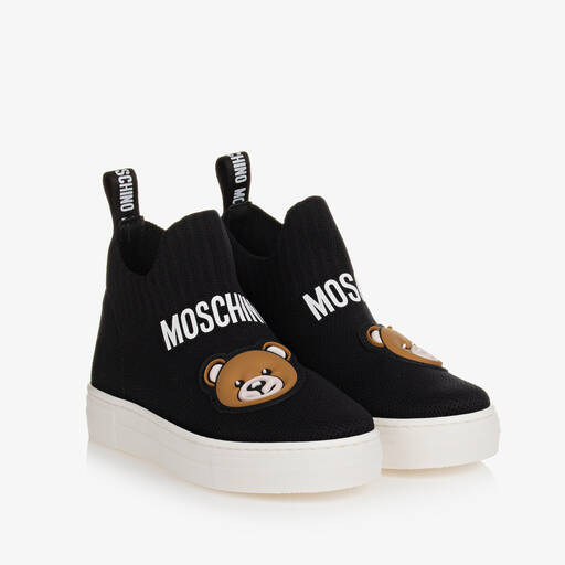 Moschino Kid-Teen-Черные кроссовки-носки с медвежонком | Childrensalon