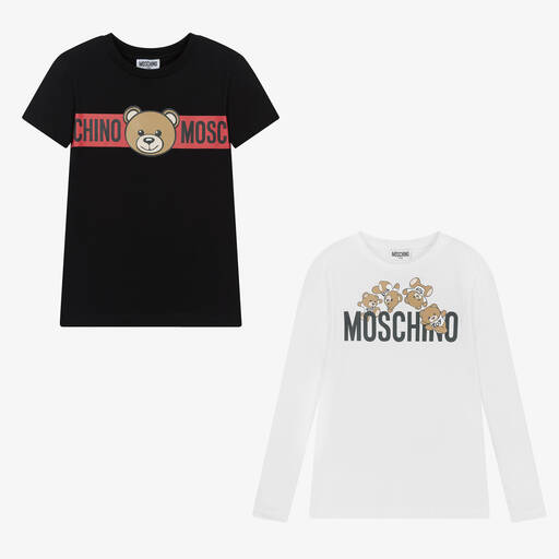Moschino Kid-Teen-Teen Black & White Cotton Tops (2 Pack) | Childrensalon