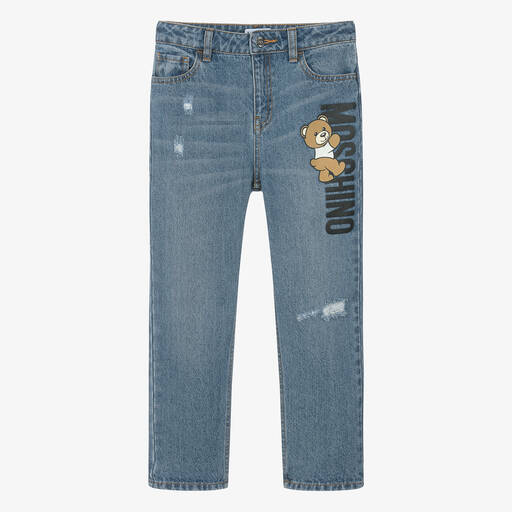 Moschino Kid-Teen-Teen Blue Teddy Bear Denim Jeans | Childrensalon