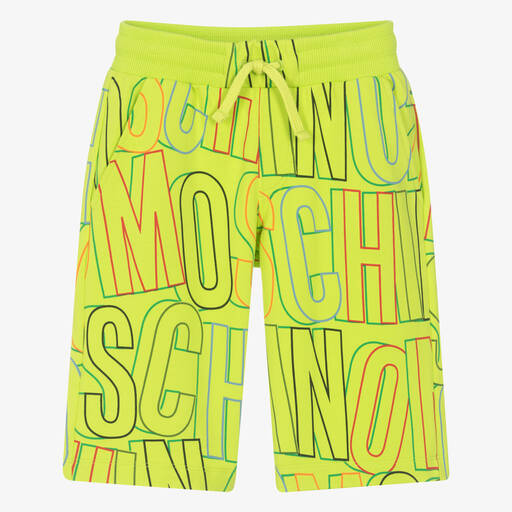 Moschino Kid-Teen-Teen Boys Green Graphic Cotton Shorts | Childrensalon
