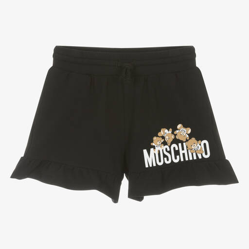 Moschino Kid-Teen-Teen Girls Black Cotton Frilled Shorts | Childrensalon