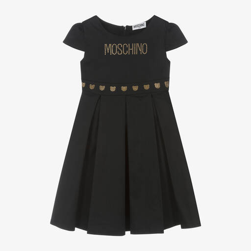 Moschino Kid-Teen-Teen Girls Black Cotton Teddy Studs Dress | Childrensalon