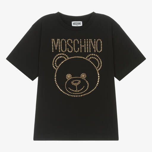 Moschino Kid-Teen-Teen Girls Black Studded Teddy T-Shirt | Childrensalon