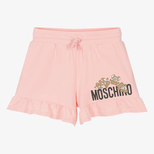 Moschino Kid-Teen-Teen Girls Pink Cotton Frilled Shorts | Childrensalon