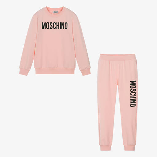 Moschino Kid-Teen-Teen Girls Pink Cotton Tracksuit | Childrensalon