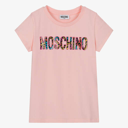 Moschino Kid-Teen-Teen Girls Pink Leopard Print Cotton T-Shirt | Childrensalon