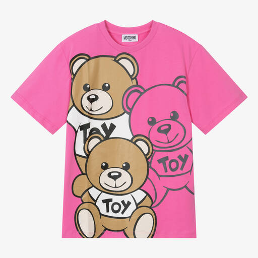Moschino Kid-Teen-Teen Girls Pink Teddy Bear T-Shirt | Childrensalon