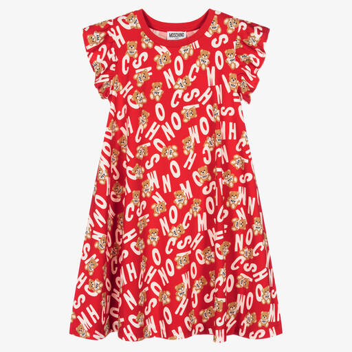 Moschino Kid-Teen-Teen Girls Red & White Logo Dress | Childrensalon