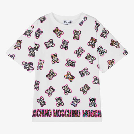 Moschino Kid-Teen-Teen Girls White Bear Cotton T-Shirt | Childrensalon