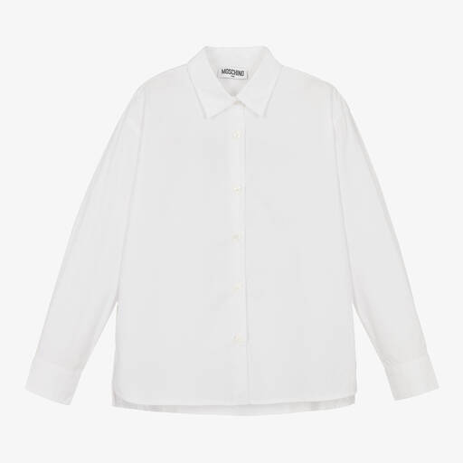 Moschino Kid-Teen-Teen Girls White Cotton Shirt | Childrensalon