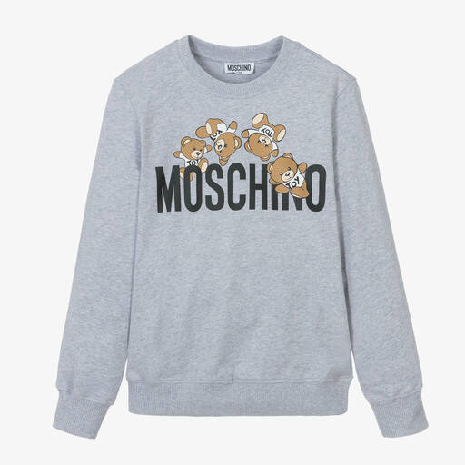 Moschino Kid-Teen-Teen Grey Cotton Teddy Bear Sweatshirt | Childrensalon