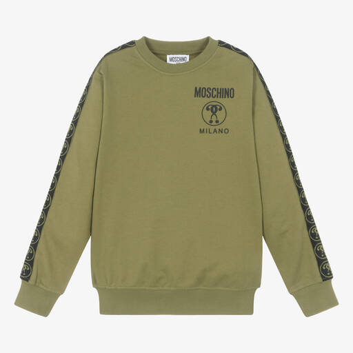 Moschino Kid-Teen-Teen Khaki Green Cotton Sweatshirt | Childrensalon