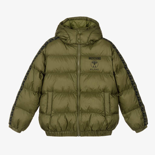 Moschino Kid-Teen-Teen Khaki Green Puffer Jacket | Childrensalon