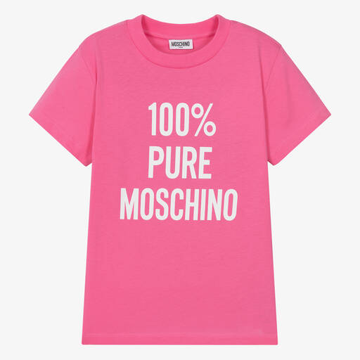 Moschino Kid-Teen-Teen Pink Cotton Slogan T-Shirt | Childrensalon