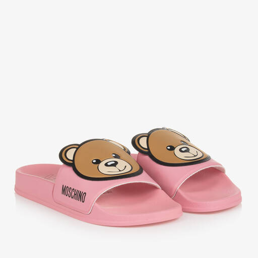 Moschino Kid-Teen-Teen Pink Teddy Bear Sliders | Childrensalon