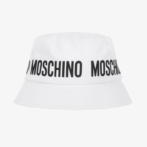Moschino Kid-Teen-Teen White Cotton Bucket Hat | Childrensalon
