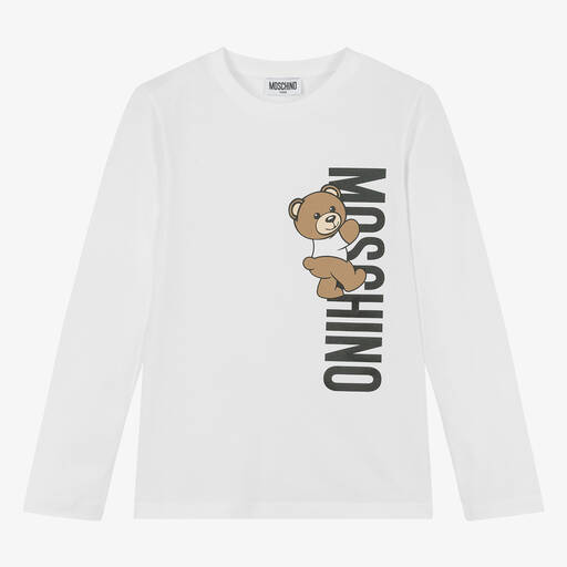 Moschino Kid-Teen-Teen White Cotton Teddy Bear Top | Childrensalon
