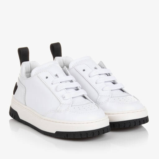 Moschino Kid-Teen-Белые кожаные кроссовки со шнурками | Childrensalon